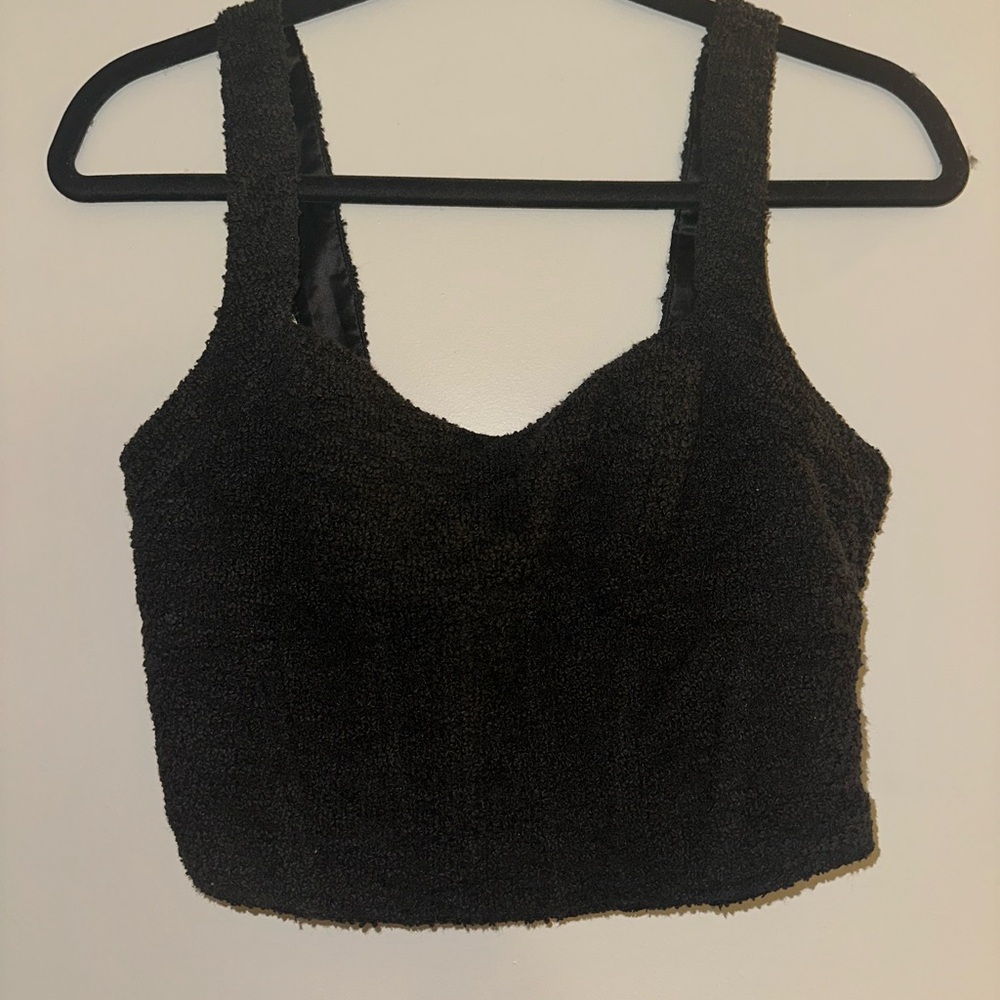 H&M Black Textured Corset Style Crop Top